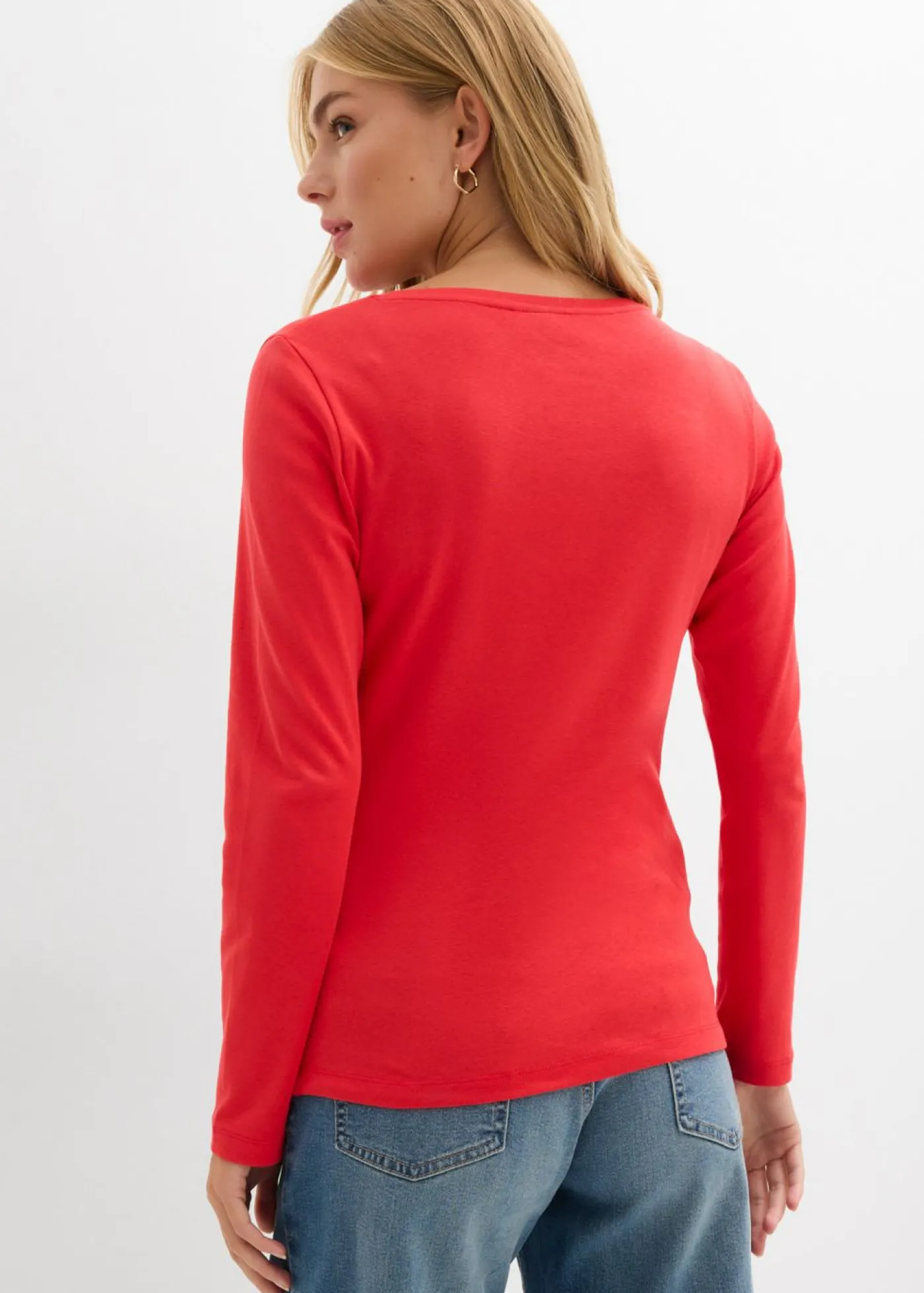 bonprix bonprix Camiseta de algodón orgánico puro con manga larga fresa Outlet