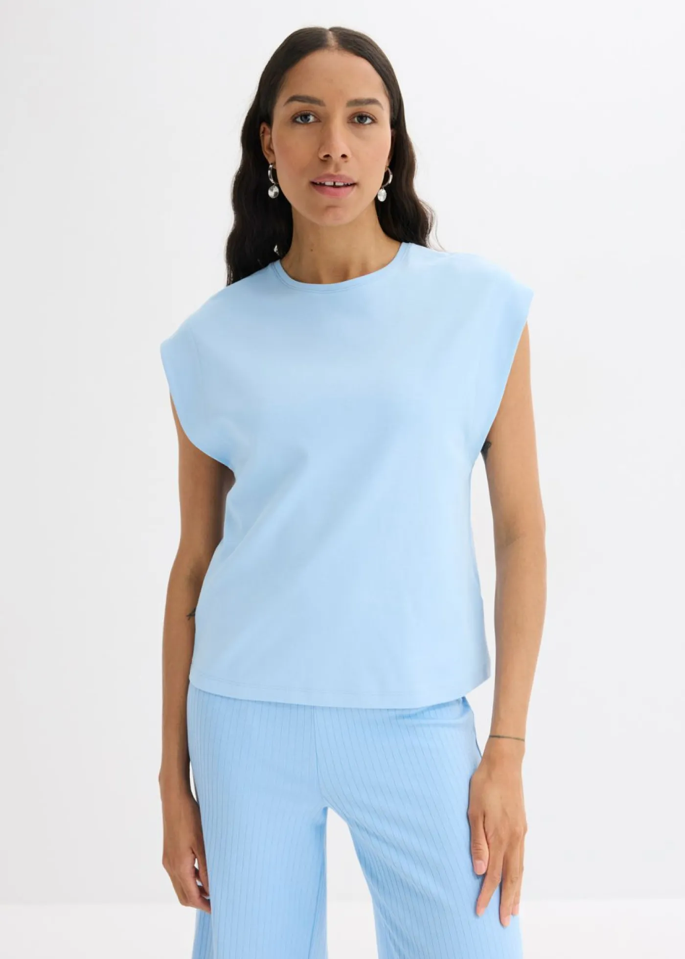 bonprix bonprix Camiseta de algodón orgánico puro Azul claro Best