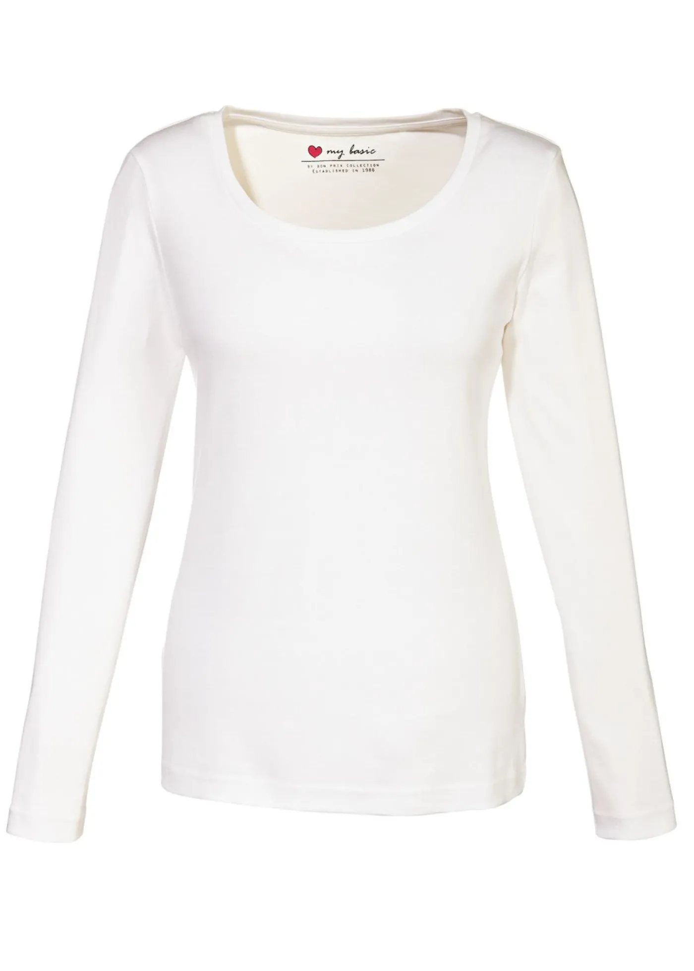 bonprix bonprix Camiseta de algodón orgánico puro con manga larga Blanco Clearance