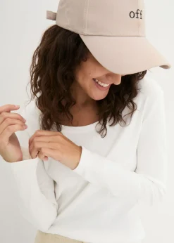 bonprix bonprix Camiseta de algodón orgánico puro con manga larga Blanco Clearance