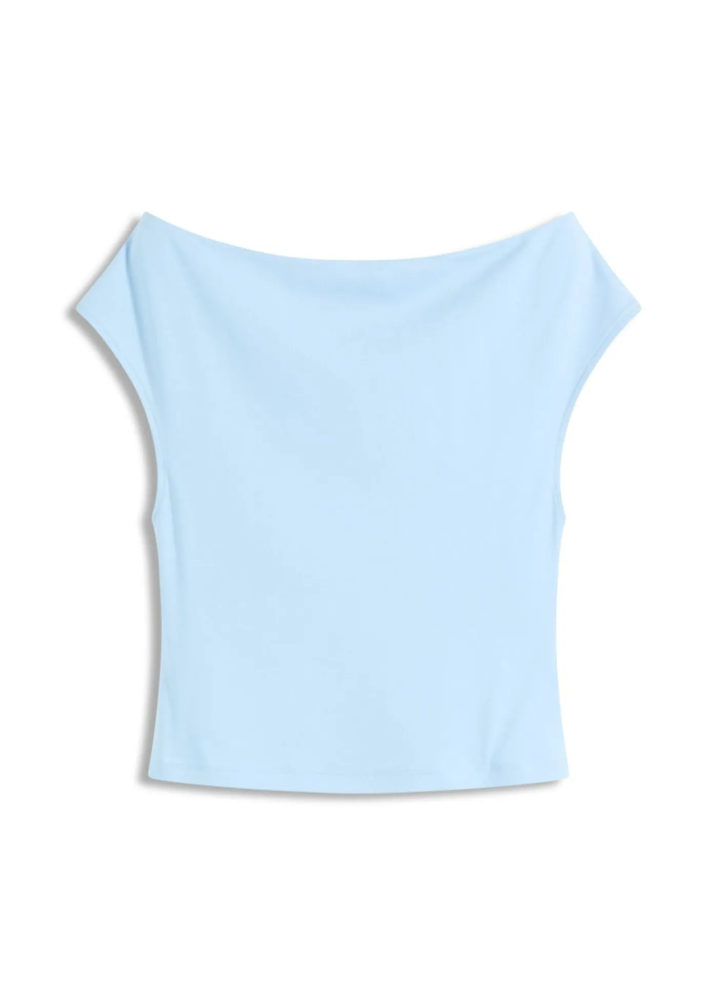 bonprix bonprix Camiseta de algodón orgánico puro con hombros al descubierto Azul claro Online