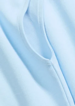 bonprix bonprix Camiseta de algodón orgánico puro con hombros al descubierto Azul claro Online