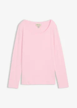 bonprix bonprix Camiseta de algodón orgánico puro con manga larga rosa cristal New