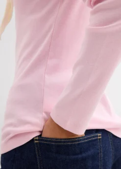 bonprix bonprix Camiseta de algodón orgánico puro con manga larga rosa cristal New