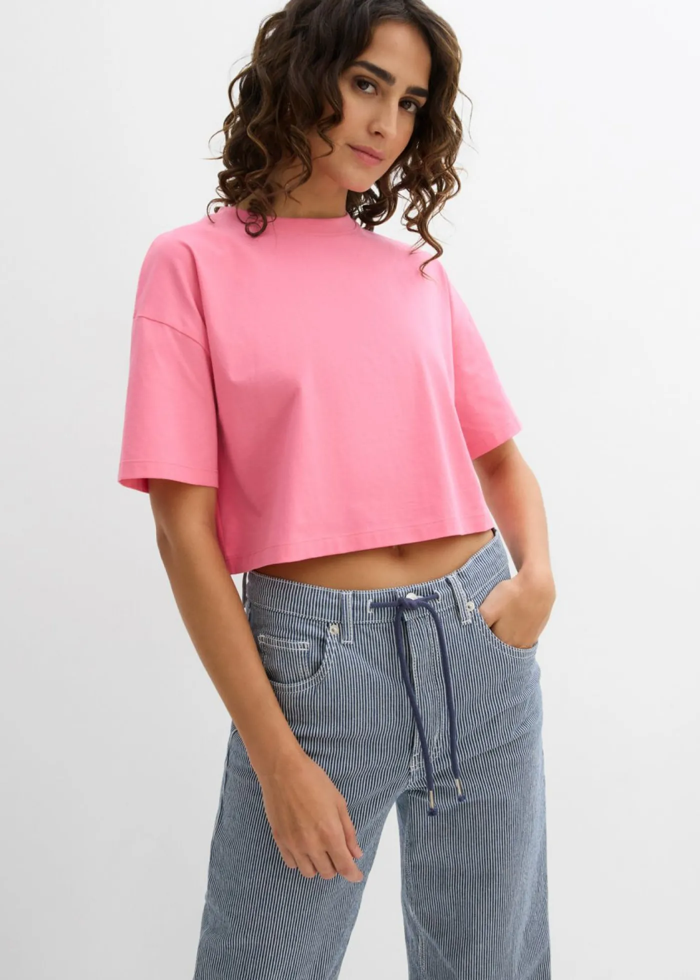 bonprix bonprix Camiseta de algodón orgánico puro Rosa brillante New