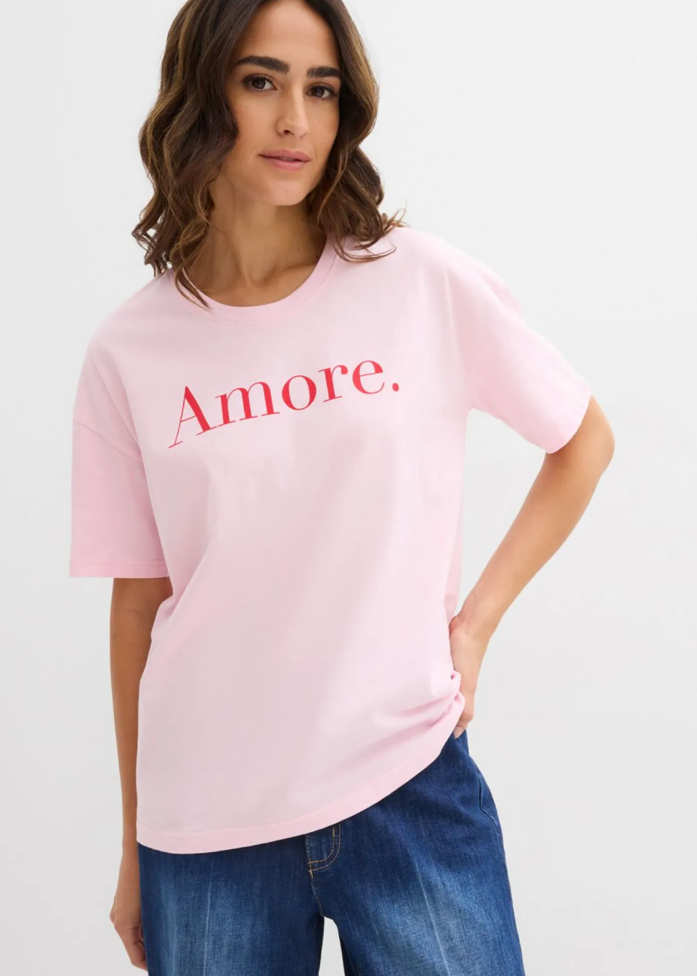 bonprix bonprix Camiseta de algodón orgánico puro rosa cristal-fresa Hot