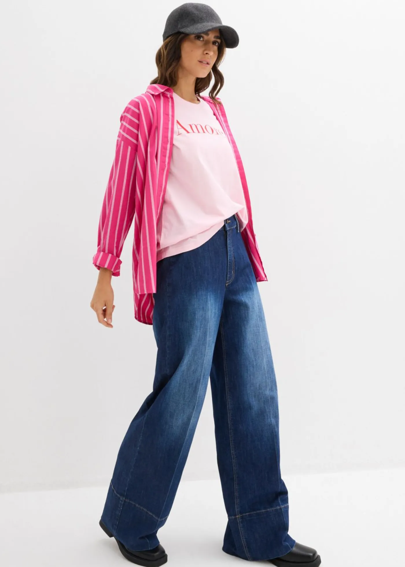 bonprix bonprix Camiseta de algodón orgánico puro rosa cristal-fresa Hot