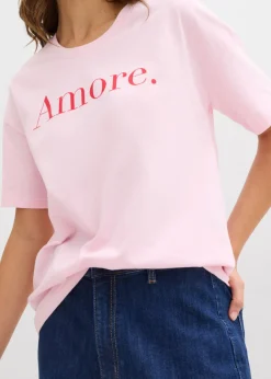 bonprix bonprix Camiseta de algodón orgánico puro rosa cristal-fresa Hot