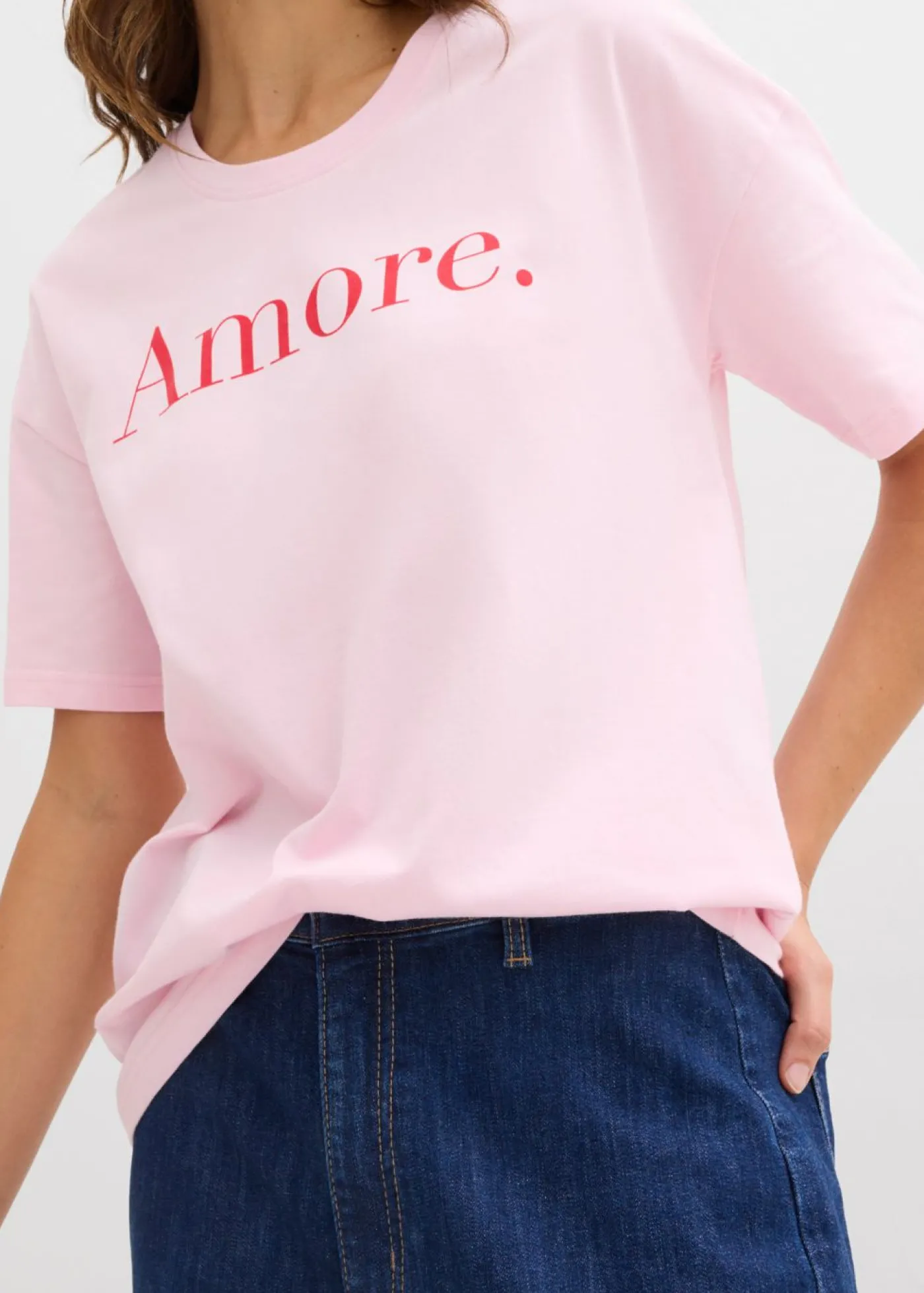 bonprix bonprix Camiseta de algodón orgánico puro rosa cristal-fresa Hot