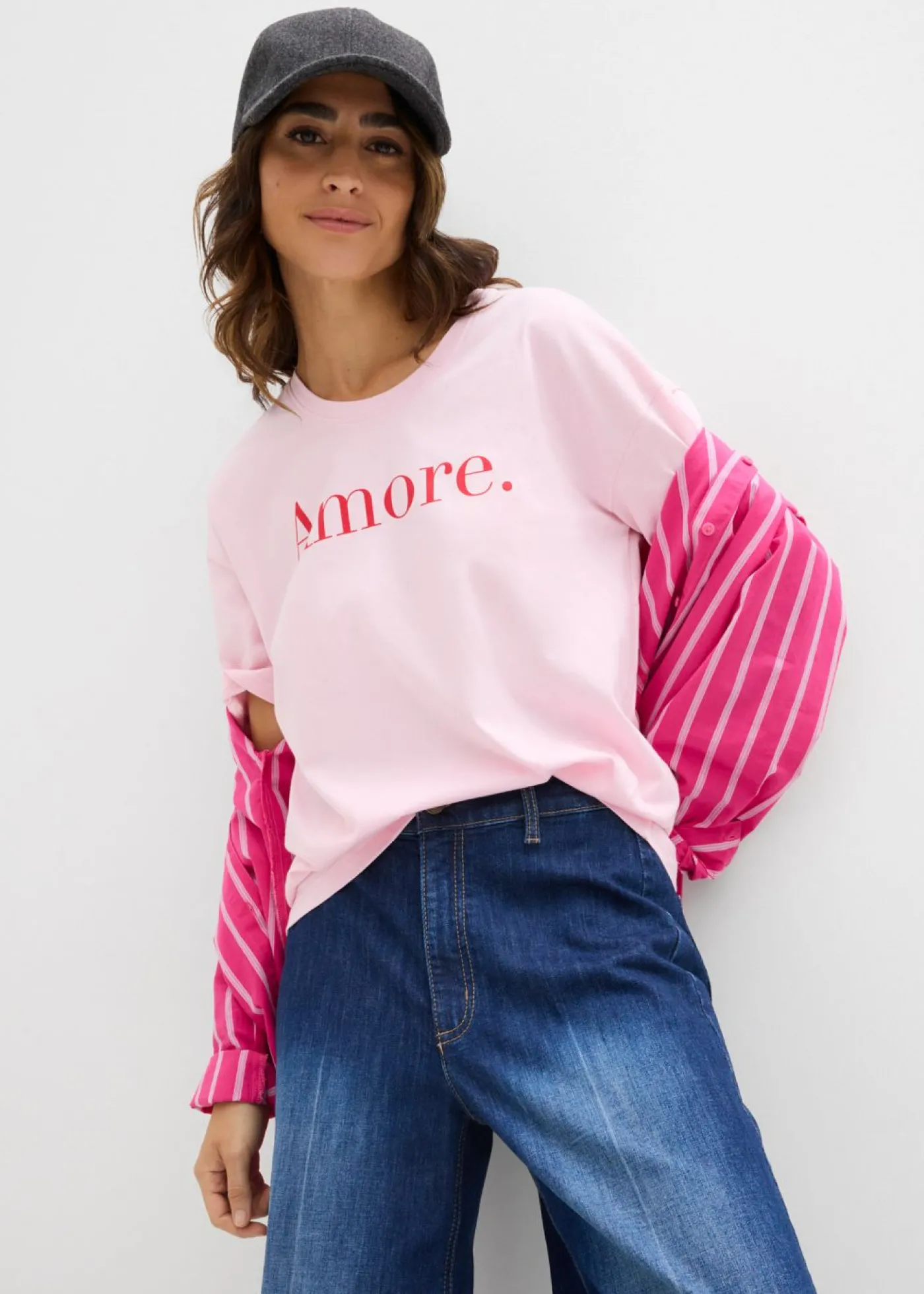bonprix bonprix Camiseta de algodón orgánico puro rosa cristal-fresa Hot