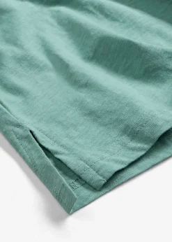 bonprix bonprix Camiseta de algodón orgánico puro con botones Salvia ahumado Best