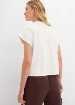 bonprix bonprix Camiseta de algodón orgánico puro Blanco lana Outlet