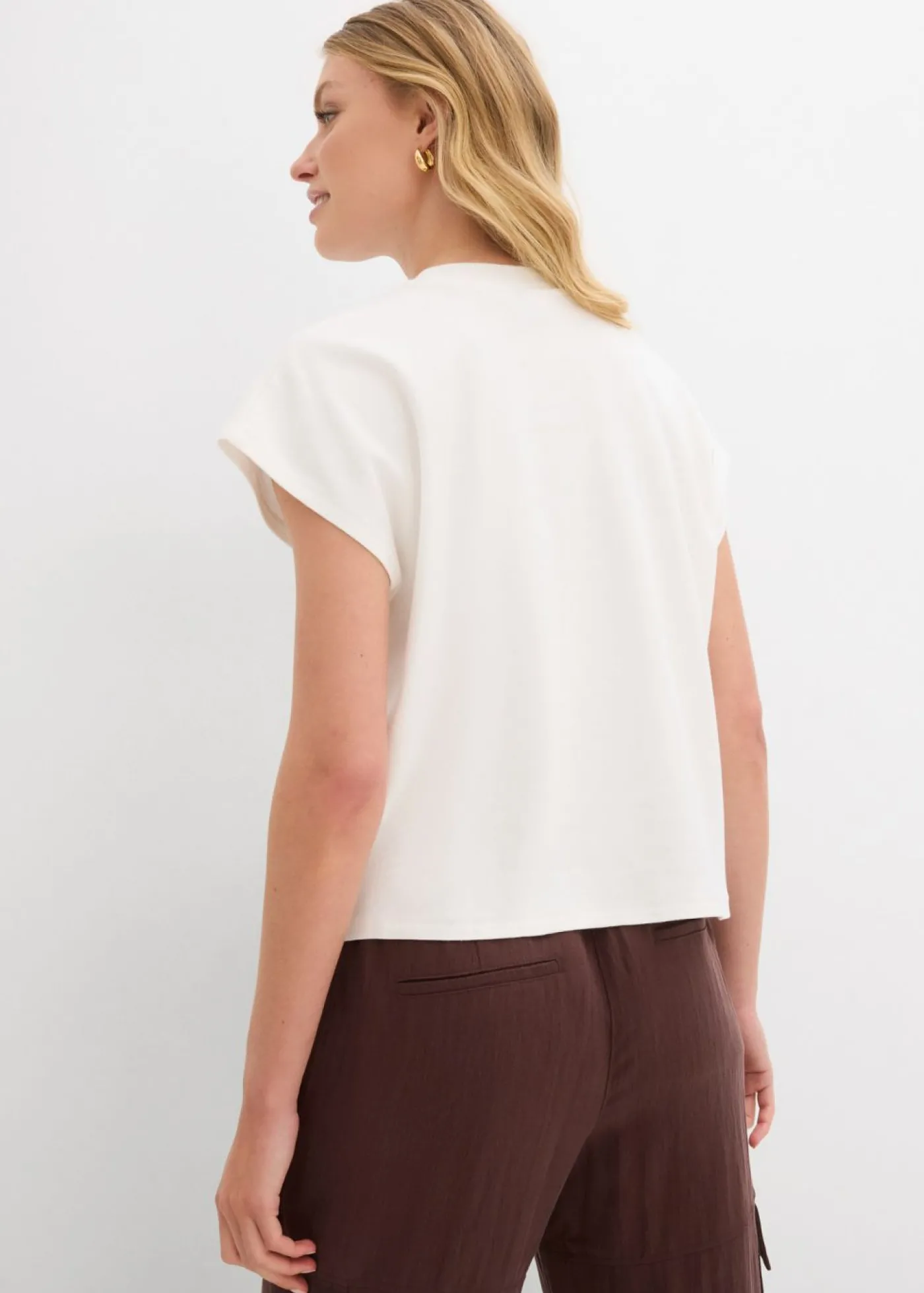 bonprix bonprix Camiseta de algodón orgánico puro Blanco lana Outlet
