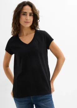 bonprix bonprix Camiseta de algodón orgánico puro (2 unidades) Negro-blanco New