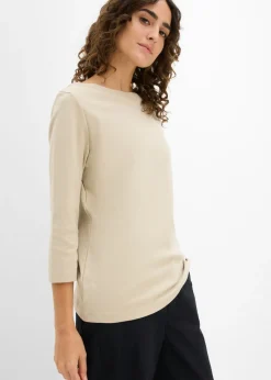 bonprix bonprix Camiseta de algodón orgánico puro y pesado Marrón claro Discount