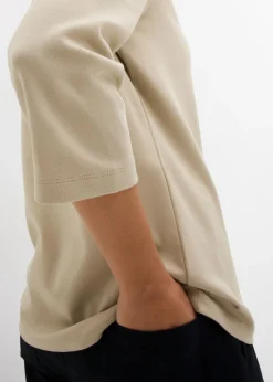 bonprix bonprix Camiseta de algodón orgánico puro y pesado Marrón claro Discount