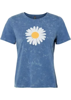 bonprix bonprix Camiseta de algodón orgánico puro Azul vaquero New