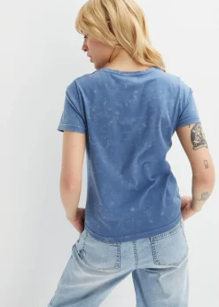 bonprix bonprix Camiseta de algodón orgánico puro Azul vaquero New
