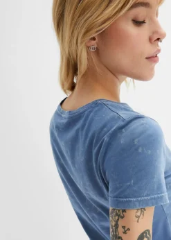 bonprix bonprix Camiseta de algodón orgánico puro Azul vaquero New