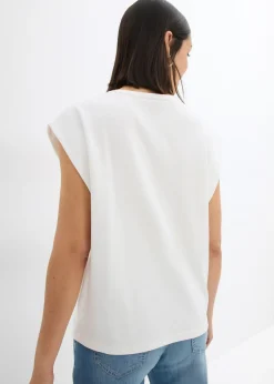 bonprix bonprix Camiseta de algodón orgánico puro Blanco lana Online