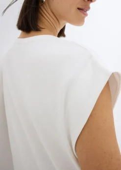 bonprix bonprix Camiseta de algodón orgánico puro Blanco lana Online