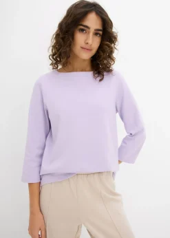 bonprix bonprix Camiseta de algodón orgánico puro y pesado lila pastel
