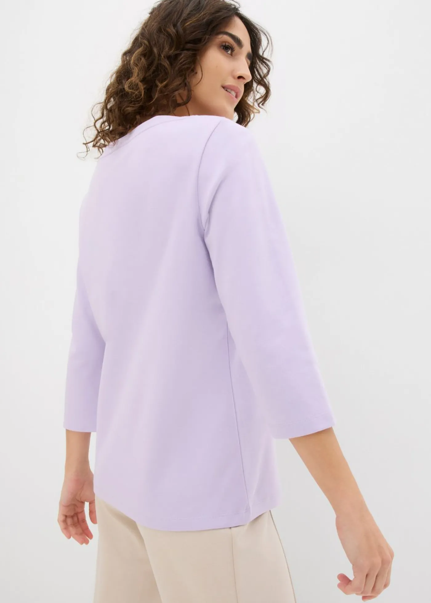 bonprix bonprix Camiseta de algodón orgánico puro y pesado lila pastel