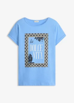 bonprix bonprix Camiseta de algodón orgánico puro azul provenzal Clearance