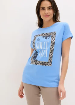 bonprix bonprix Camiseta de algodón orgánico puro azul provenzal Clearance