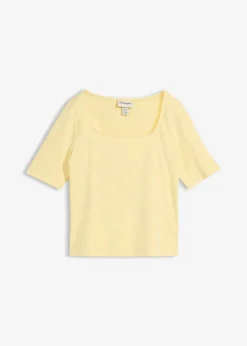 bonprix bonprix Camiseta de algodón orgánico pesado Amarillo claro Outlet