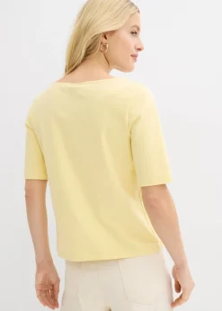 bonprix bonprix Camiseta de algodón orgánico pesado Amarillo claro Outlet