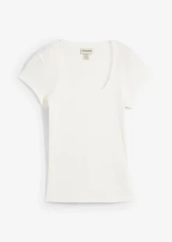 bonprix bonprix Camiseta de algodón orgánico puro Blanco lana Online