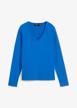 bonprix bonprix Camiseta de algodón orgánico puro con manga larga Azul ártico Sale
