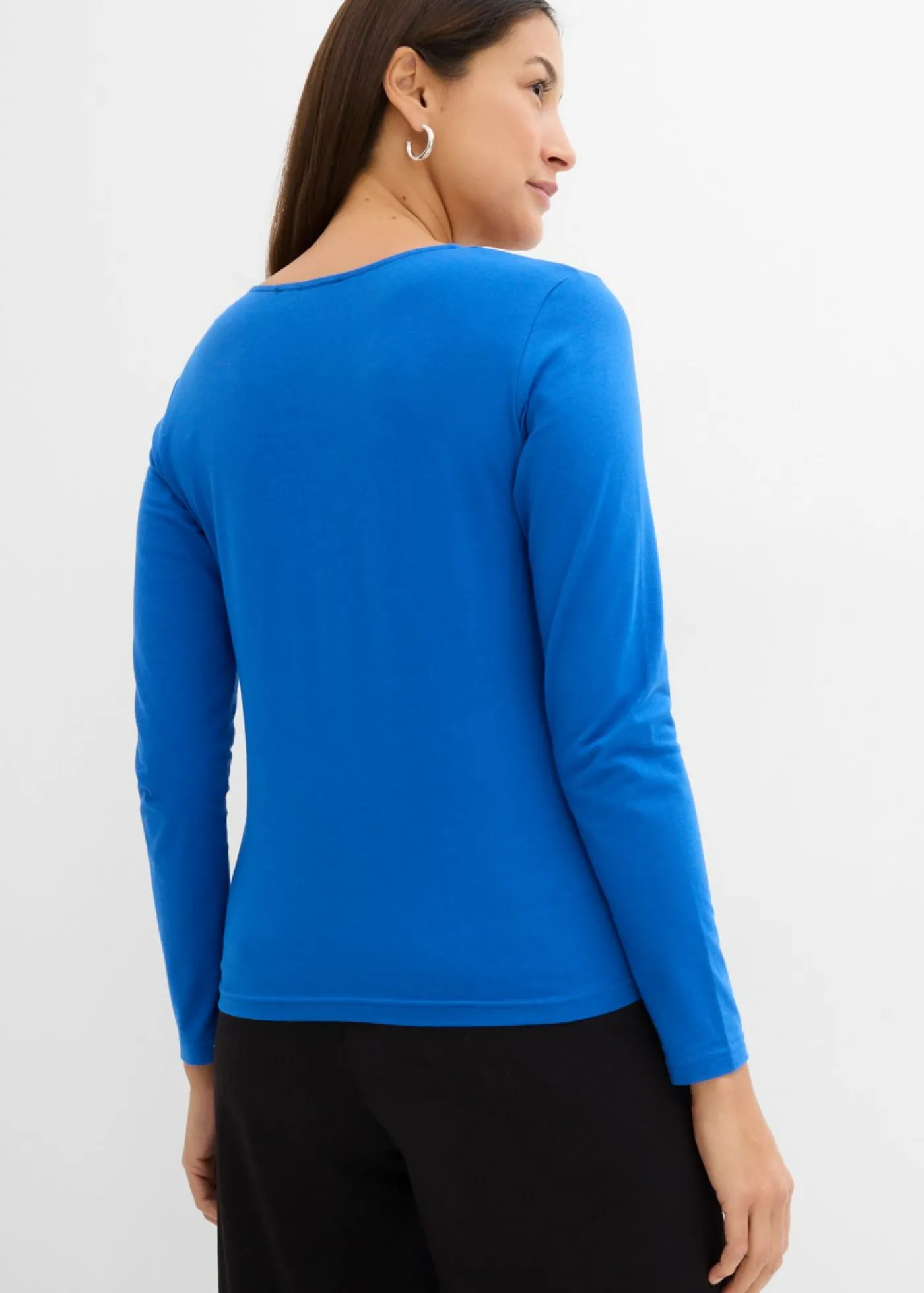 bonprix bonprix Camiseta de algodón orgánico puro con manga larga Azul ártico Sale