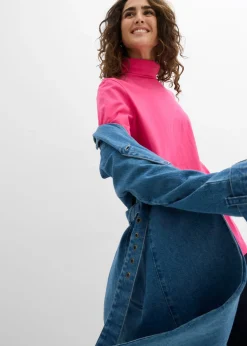 bonprix bonprix Camiseta de algodón orgánico puro con cuello alto Pink lady Sale