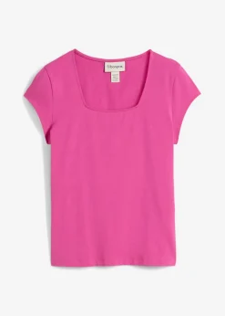 bonprix bonprix Camiseta de algodón orgánico puro fucsia Online