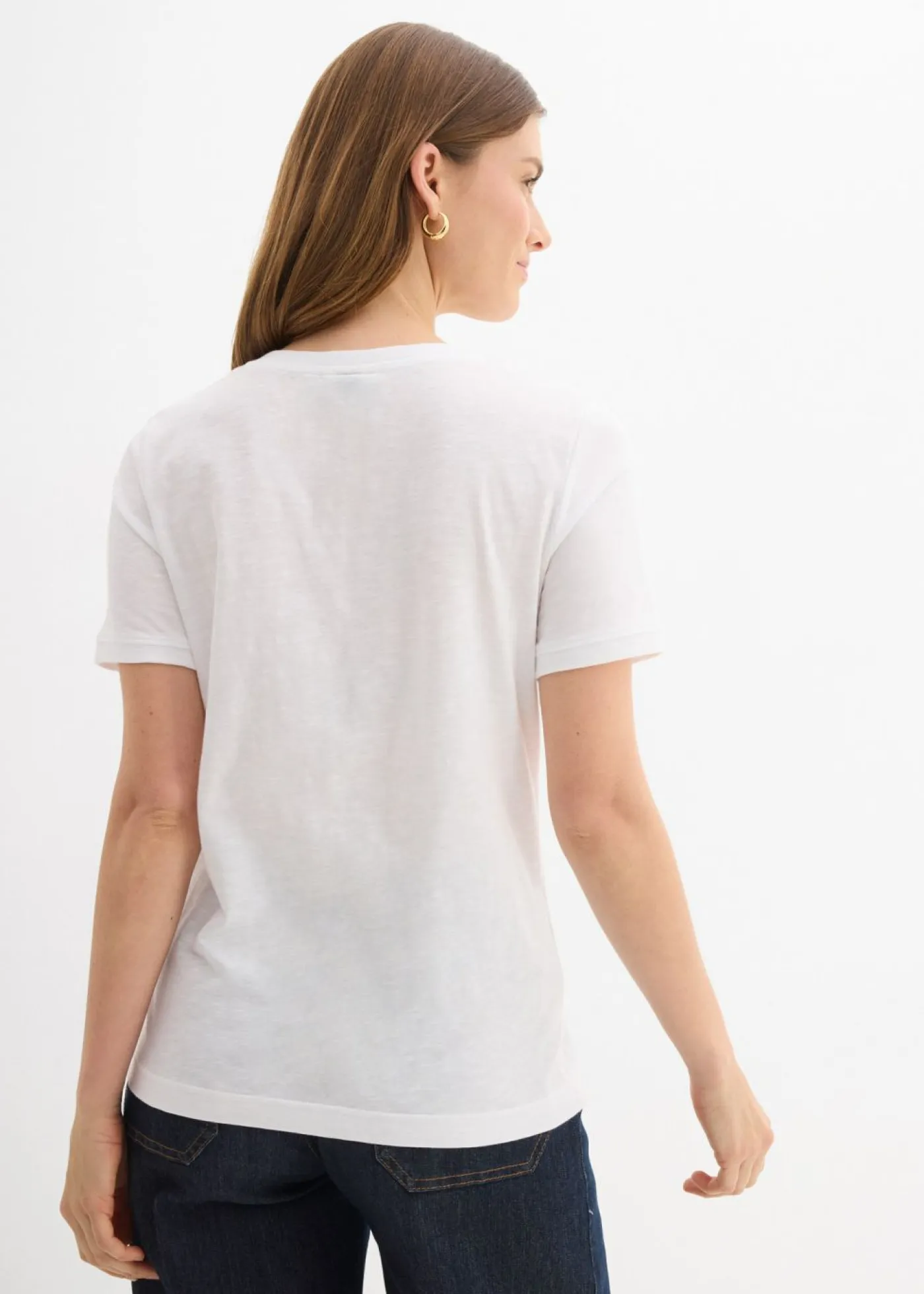 bonprix bonprix Camiseta de algodón orgánico puro blanco-canela-marrón claro-óxido-verde oscuro-vainilla-verde pera-nectarina Outlet