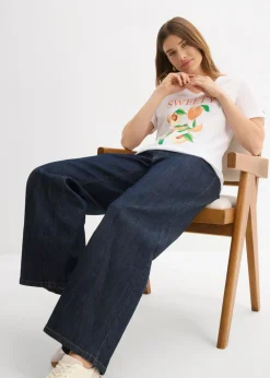 bonprix bonprix Camiseta de algodón orgánico puro blanco-canela-marrón claro-óxido-verde oscuro-vainilla-verde pera-nectarina Outlet