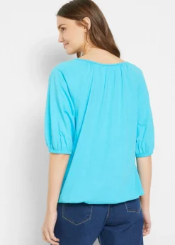 bonprix bonprix Camiseta de algodón orgánico puro azul caribe Online