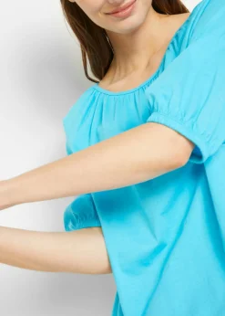 bonprix bonprix Camiseta de algodón orgánico puro azul caribe Online