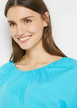 bonprix bonprix Camiseta de algodón orgánico puro azul caribe Online