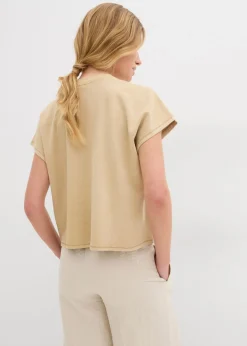 bonprix bonprix Camiseta de algodón orgánico puro Beige nuevo Sale
