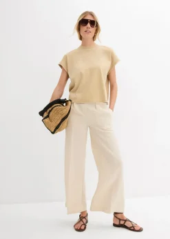 bonprix bonprix Camiseta de algodón orgánico puro Beige nuevo Sale