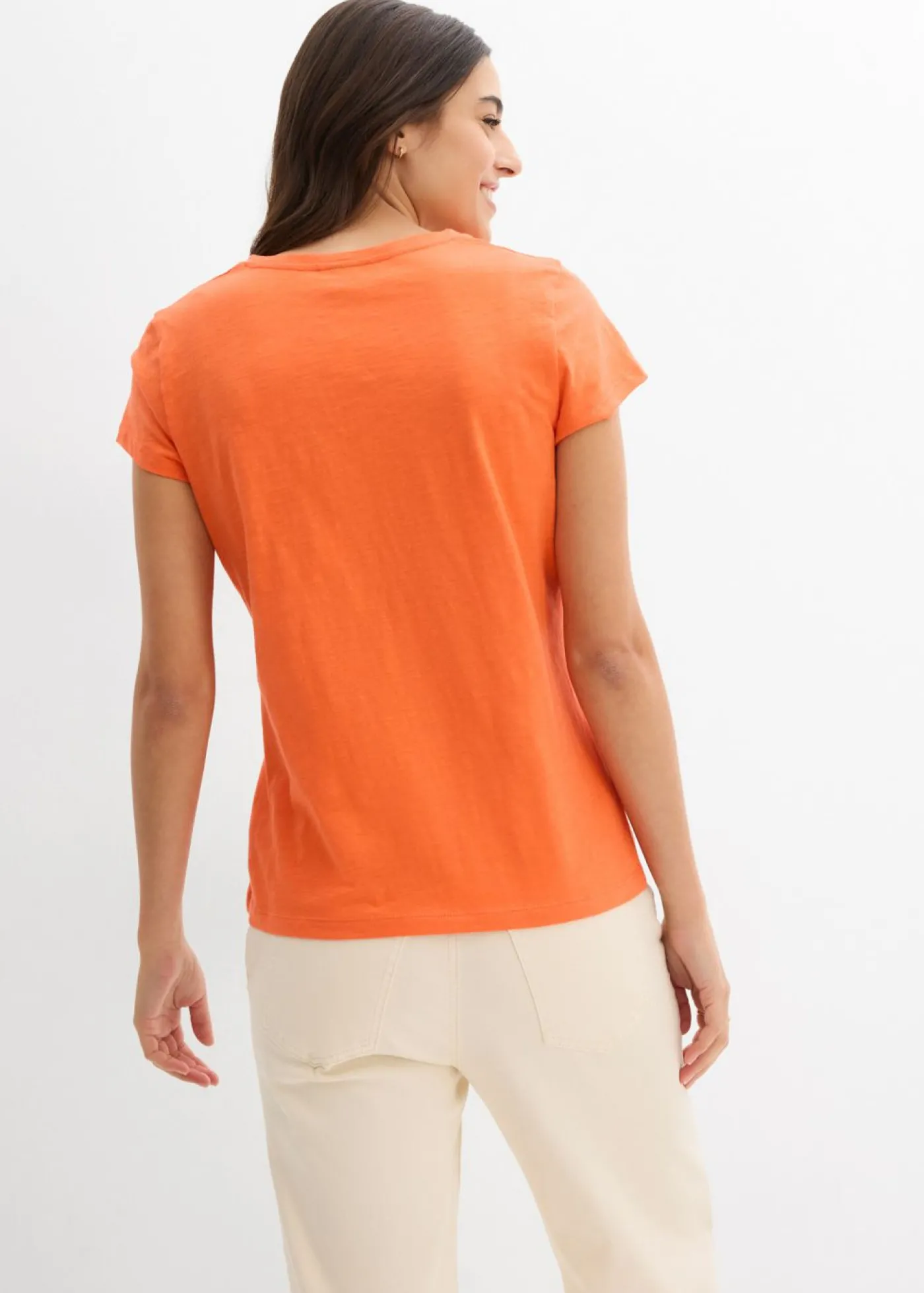bonprix bonprix Camiseta de algodón orgánico puro (2 unidades) negro-mango Clearance