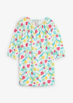 bonprix bonprix Camiseta de algodón orgánico blanco con flores Discount