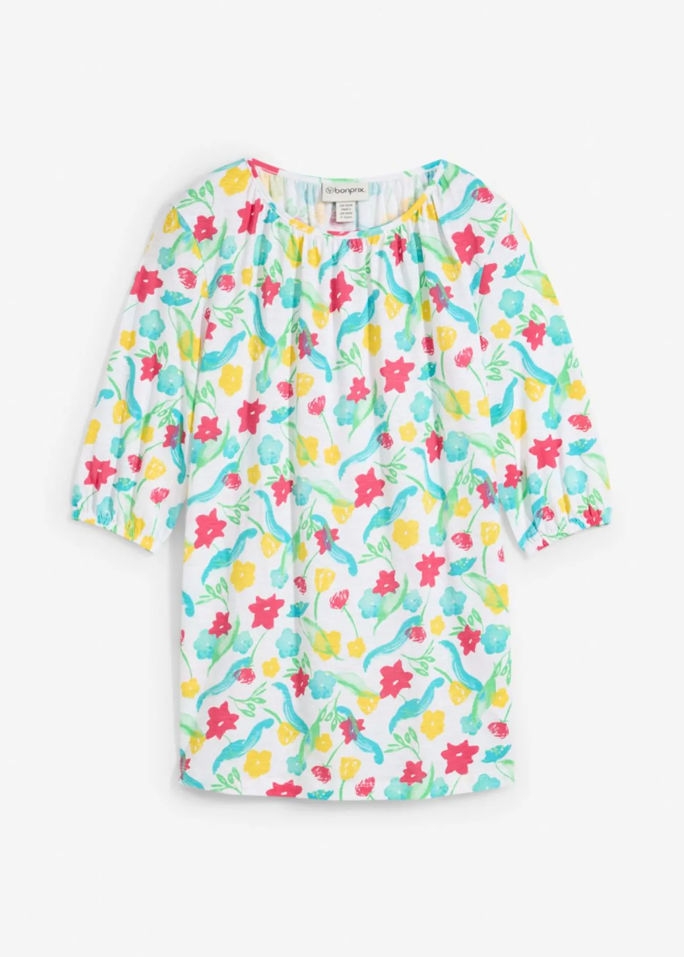 bonprix bonprix Camiseta de algodón orgánico blanco con flores Discount