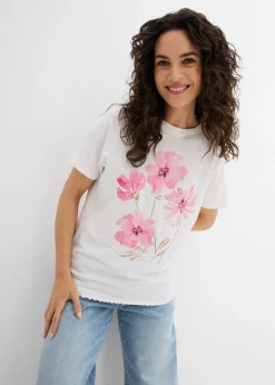 bonprix bonprix Camiseta de algodón orgánico Blanco estampado Hot