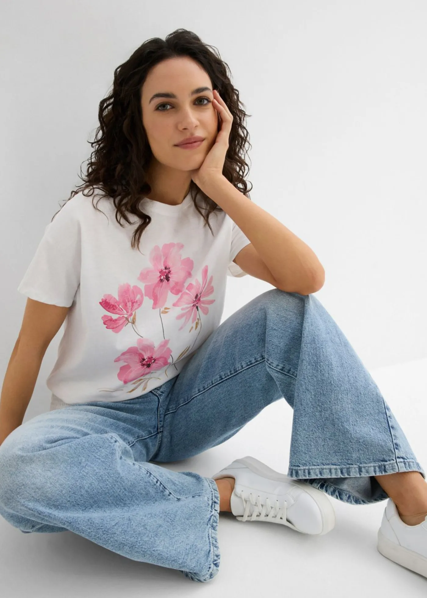 bonprix bonprix Camiseta de algodón orgánico Blanco estampado Hot