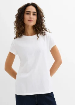 bonprix bonprix Camiseta de algodón orgánico puro (2 unidades) Negro-blanco