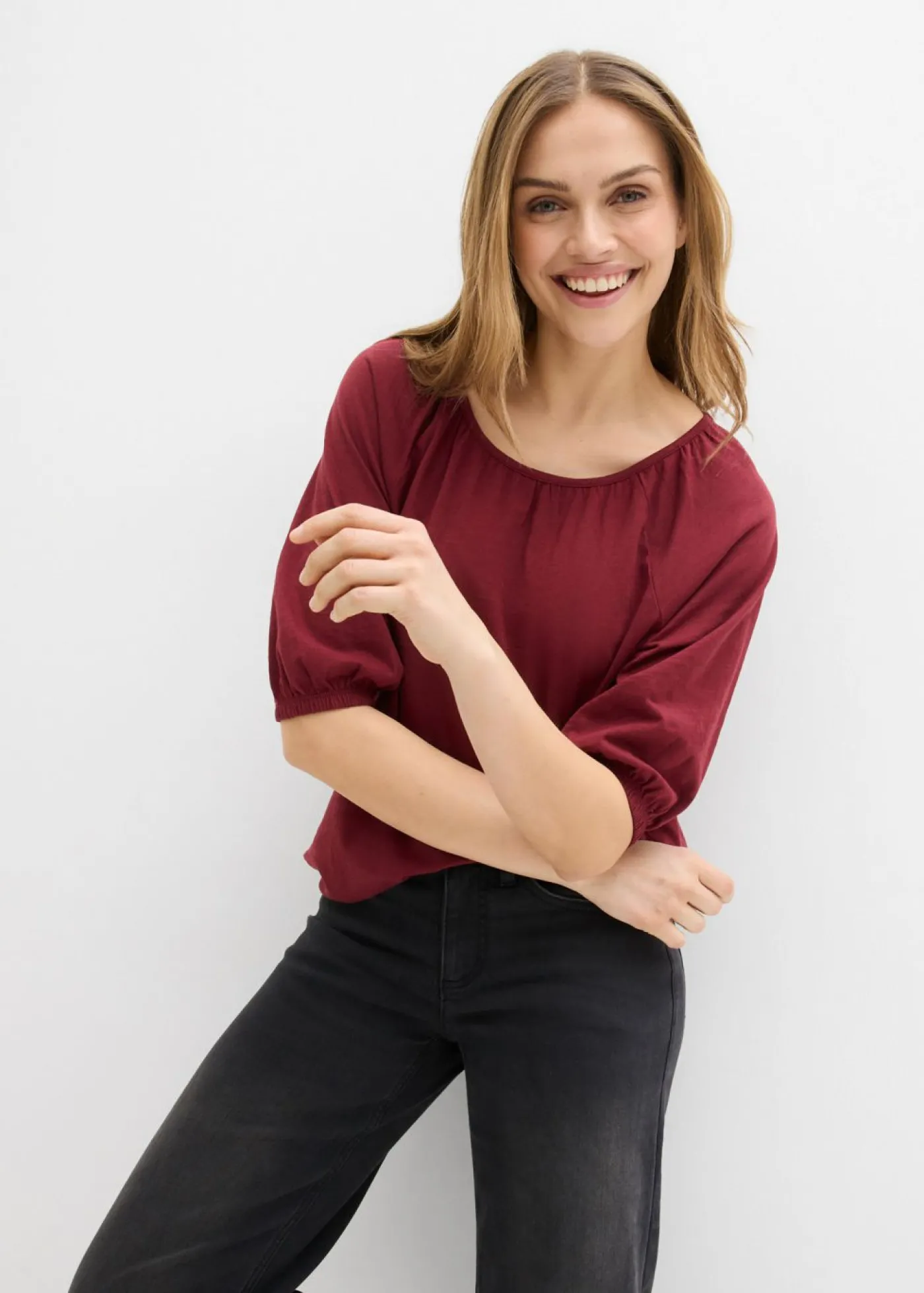 bonprix bonprix Camiseta de algodón orgánico puro Rojo rubí Clearance